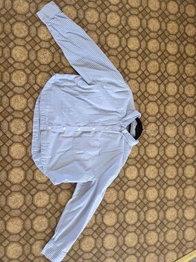 Light Blue Striped Crop Button-Up Shirt